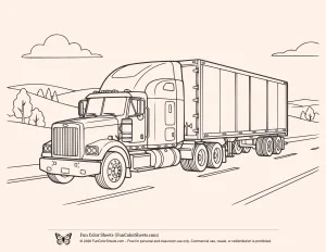 Classic 18-wheeler Truck Coloring Page