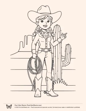 Cowgirl Coloring Page