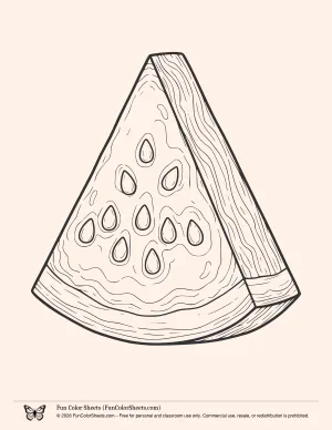Detailed Watermelon Slice coloring page