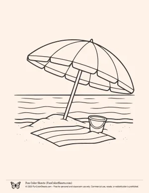 Easy Beach Umbrella Coloring Page