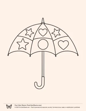 Easy Patterned Umbrella Coloring Page