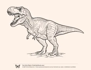 Easy Realistic Tyrannosaurus Rex Coloring Page