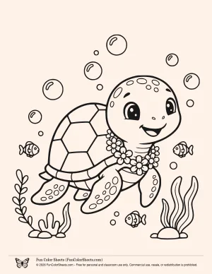 Easy Turtle Coloring Sheet
