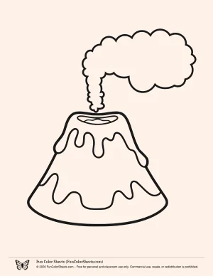 Easy Volcano Coloring Page