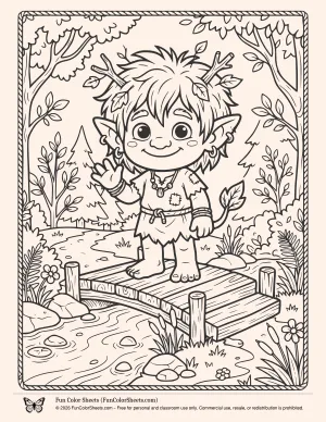 Fairy-tale Bridge Troll Coloring Page