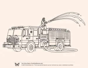Fire Truck with Hose Coloring Page