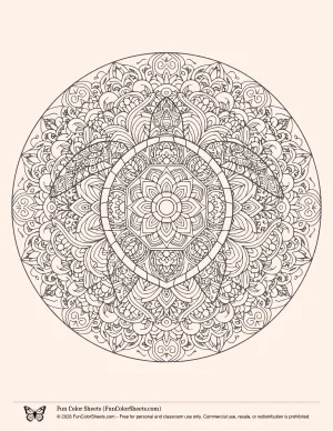 Free Turtle Mandala Coloring Sheet