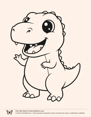 Friendly T. Rex Coloring Page