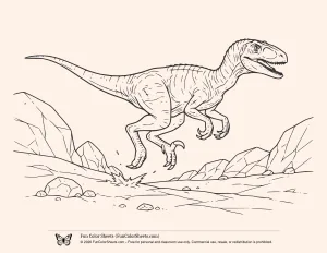 Leaping Velociraptor Coloring Sheet