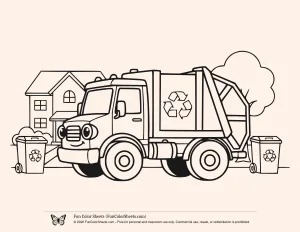 Recycling Trash Truck Coloring Page