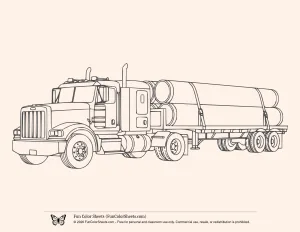 Semi Truck Transporting Cargo Coloring Page