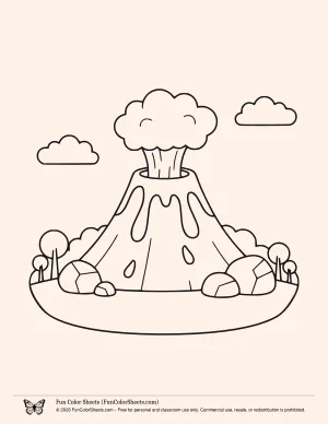 Simple Volcano Coloring Sheet