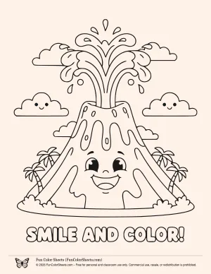 Smiling Volcano Coloring Sheet