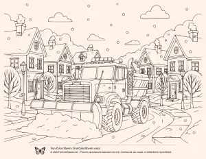 Snow Plow Truck Coloring Page