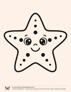 bold and easy starfish undersea coloring page for toddlers