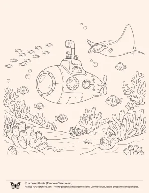 submarine coloring page