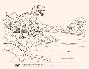 T. Rex at River Coloring Page