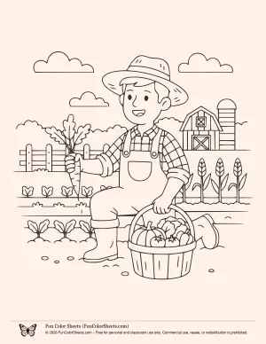 Veggie Farmer Coloring Page