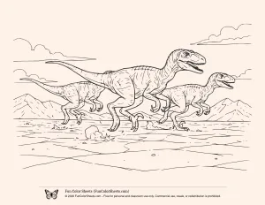 Velociraptor Group Running Coloring Page