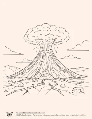 Volcano Earthquake Coloring Page