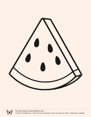 easy watermelon slice coloring page