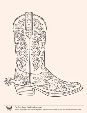Western Boot Coloring Sheet