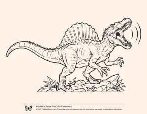 Action Picture of a Roaring Spinosaurus Coloring Sheet