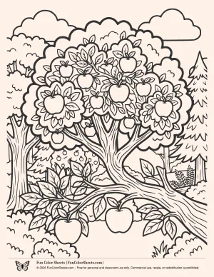 Apple Tree Branch Coloring Page