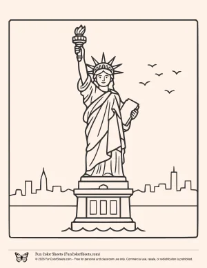 Basic Statue of Liberty Coloring Page