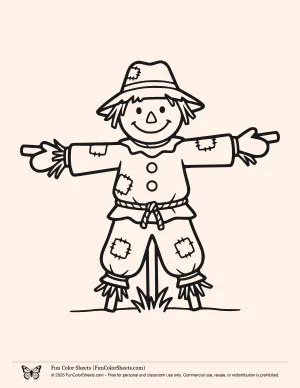 Bold Easy Scarecrow Coloring Page