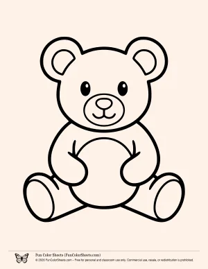 Bold Easy Teddy Bear Coloring Page