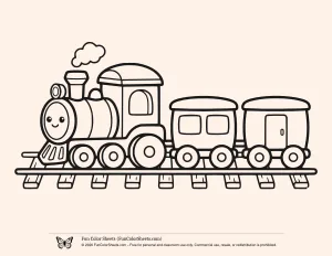 Bold Easy Train and Coaches Coloring Page
