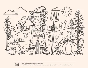 Cartoon Scarecrow Coloring Sheet