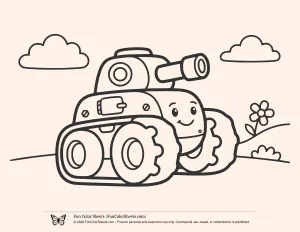 Cartoon Tank Coloring Sheet for Kids