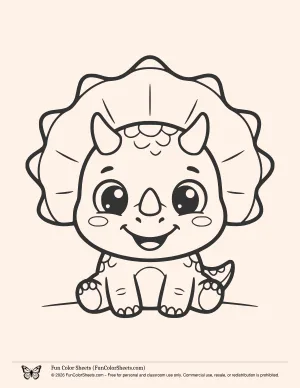 Cute Baby Triceratops Coloring Page