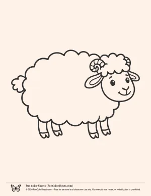 Cute Cartoon Ram Coloring Sheet