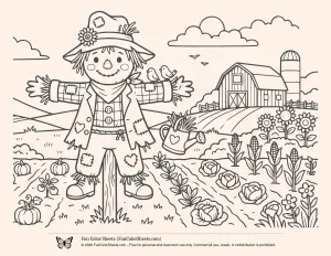 Cute Cartoon Scarecrow Coloring Sheet