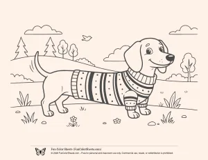 Cute Sausage Dog Coloring Sheet