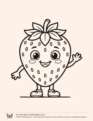 Cute Strawberry Coloring Page