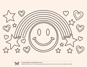 Decorated Smiley Face Coloring Sheet