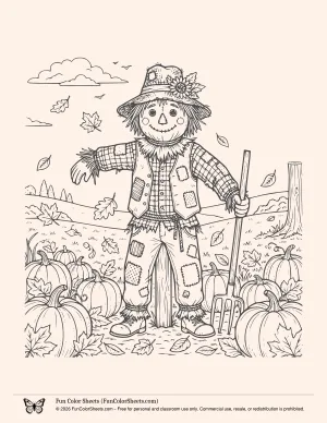 Detailed Scarecrow Coloring Sheet