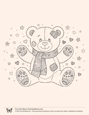 Detailed Teddy Bear Coloring Page