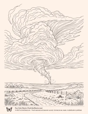 Detailed Tornado Coloring Page