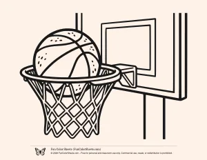 Sports Coloring Pages: Easy Basket Ball Coloring Page for Preschoolers