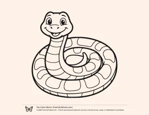 Easy Cartoon Snake Coloring Sheet