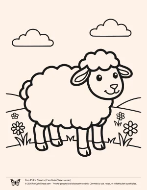 Easy Free Sheep Coloring Sheet