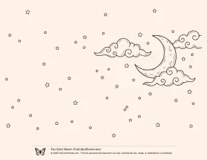 Easy Night Sky Coloring Page
