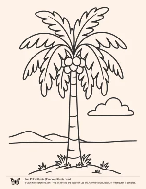Easy Palm Tree Coloring Sheet