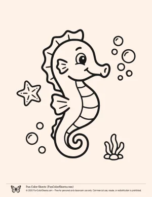Easy Seahorse Coloring Page