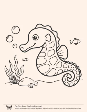 Easy Seahorse Coloring Sheet